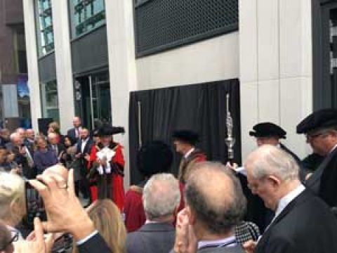 Albion Stone attend unveiling of the London Stone at Cannon Street